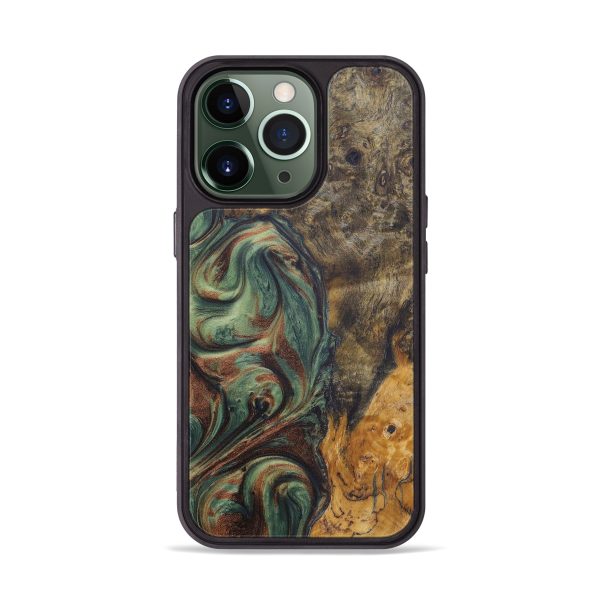 iPhone 13 Pro Wood+Resin Phone Case - Taffy (Dark Green, 574631) Fashion