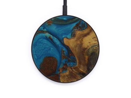 Circle Wood+Resin Wireless Charger - Shane (Teal & Gold, 570220) Discount