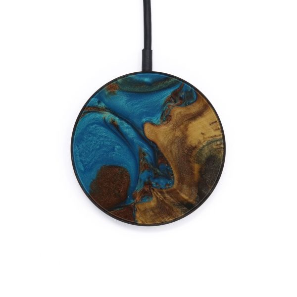 Circle Wood+Resin Wireless Charger - Shane (Teal & Gold, 570220) Discount