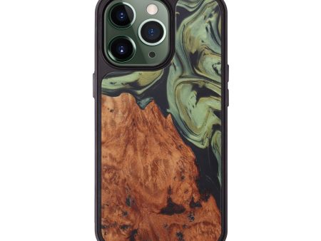 iPhone 13 Pro Wood+Resin Phone Case - Fanni (Dark Green, 574695) Cheap