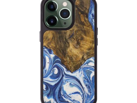 iPhone 13 Pro Wood+Resin Phone Case - Leighton (Light Blue, 573920) For Cheap