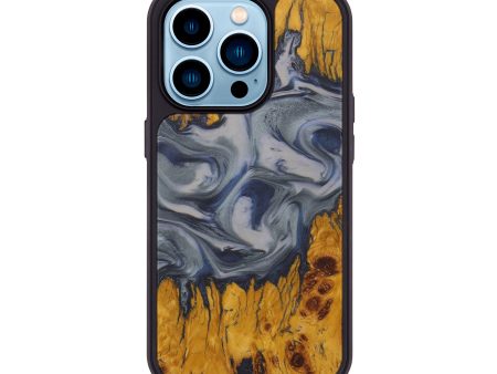 iPhone 14 Pro Wood+Resin Phone Case - Antonella (Dark Blue, 580310) Online