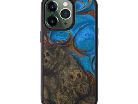 iPhone 13 Pro Wood+Resin Phone Case - Brigitte (Teal & Gold, 580155) Discount