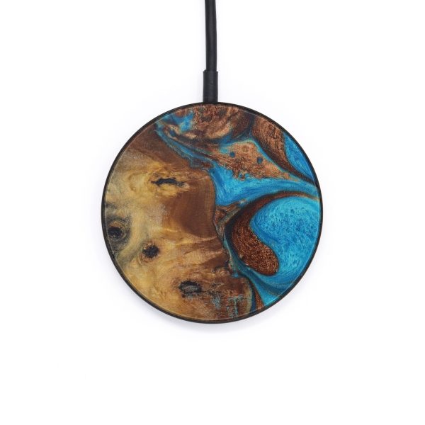 Circle Wood+Resin Wireless Charger - Paulinus (Teal & Gold, 570190) Cheap