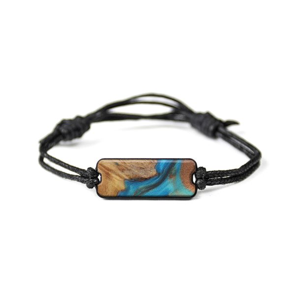 Classic Wood+Resin Bracelet - Hanny (Teal & Gold, 574437) For Sale