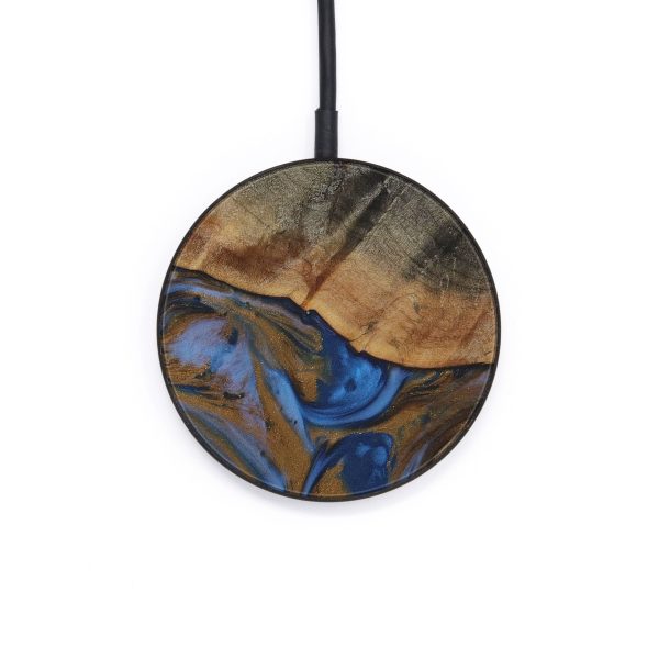 Circle Wood+Resin Wireless Charger - Mysore (Teal & Gold, 573210) Supply