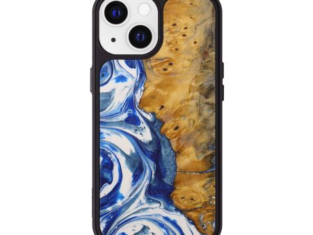 iPhone 13 Wood+Resin Phone Case - Maricela (Light Blue, 573965) For Sale