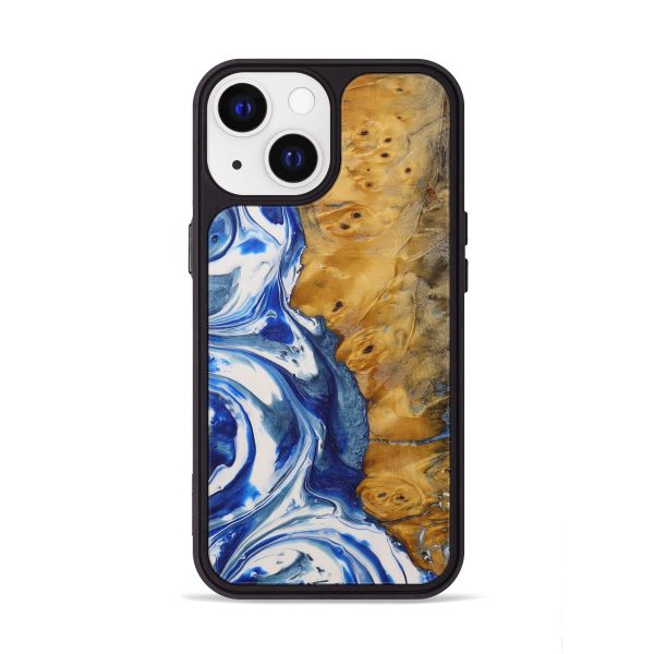 iPhone 13 Wood+Resin Phone Case - Maricela (Light Blue, 573965) For Sale