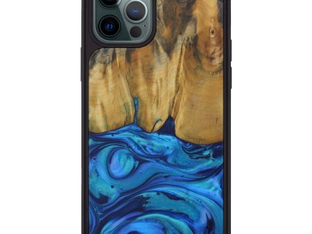 iPhone 12 Pro Max Wood+Resin Phone Case - Gerhardt (Light Blue, 573972) For Sale