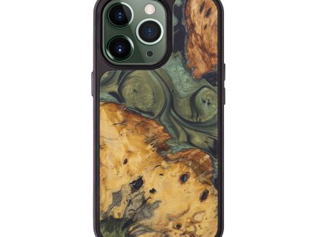 iPhone 13 Pro Wood+Resin Phone Case - Conserving (Dark Green, 574655) Supply