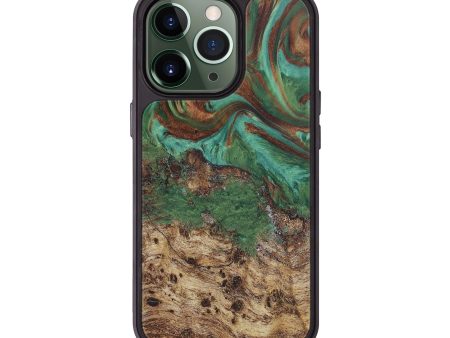 iPhone 13 Pro Wood+Resin Phone Case - Li (Dark Green, 574651) Fashion