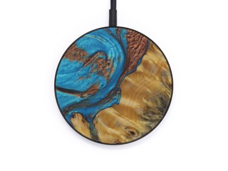 Circle Wood+Resin Wireless Charger - Henderson (Teal & Gold, 570217) Cheap