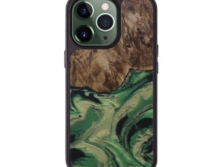 iPhone 13 Pro Wood+Resin Phone Case - Irene (Dark Green, 573725) For Discount