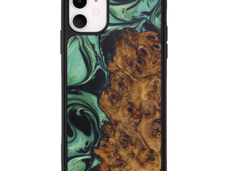 iPhone 11 Wood+Resin Phone Case - Lionel (Dark Green, 574715) on Sale