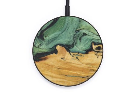 Circle Wood+Resin Wireless Charger - Evonne (Dark Green, 579879) Hot on Sale