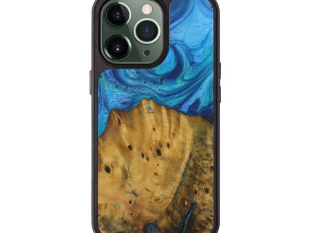 iPhone 13 Pro Wood+Resin Phone Case - Symen (Light Blue, 573945) For Discount