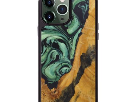 iPhone 13 Pro Max Wood+Resin Phone Case - Roberto (Dark Green, 574726) For Sale