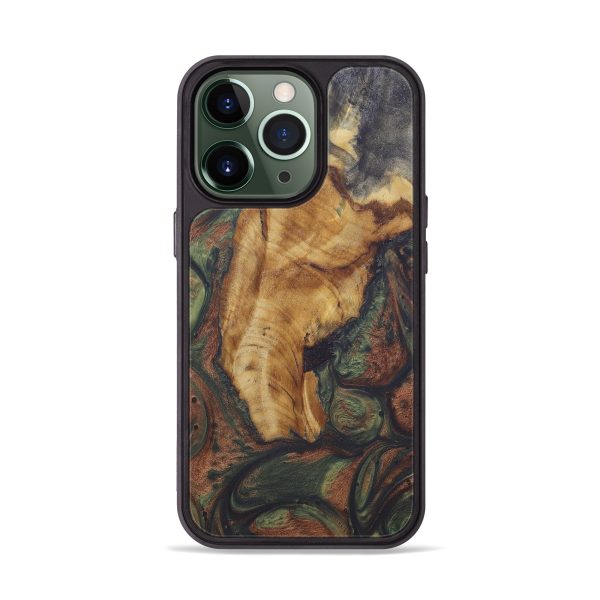 iPhone 13 Pro Wood+Resin Phone Case - Arno (Dark Green, 574707) For Discount