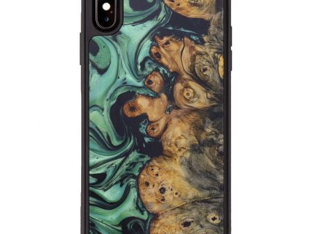 iPhone Xs Max Wood+Resin Phone Case - Costas (Dark Green, 574716) on Sale