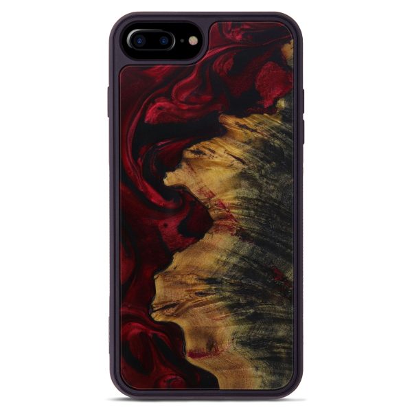 iPhone 8 Plus Wood+Resin Phone Case - Arvind (Dark Red, 571245) on Sale