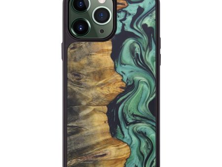 iPhone 13 Pro Max Wood+Resin Phone Case - Felicity (Dark Green, 574717) Online now