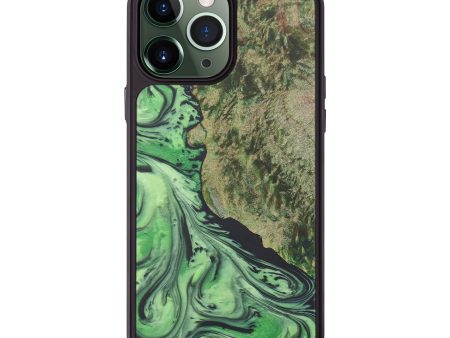 iPhone 13 Pro Max Wood+Resin Phone Case - Christop (Dark Green, 574638) on Sale