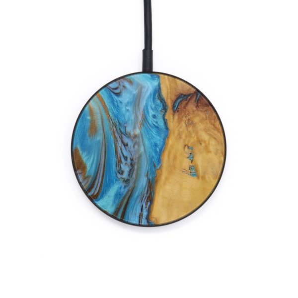 Circle Wood+Resin Wireless Charger - Petar (Teal & Gold, 580247) Online Hot Sale