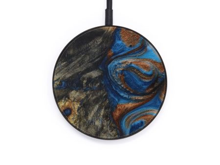 Circle Wood+Resin Wireless Charger - Percival (Teal & Gold, 570223) Online now