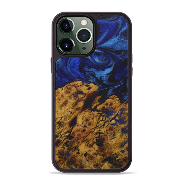 iPhone 13 Pro Max Wood+Resin Phone Case - Shoshanna (Dark Blue, 580315) For Cheap