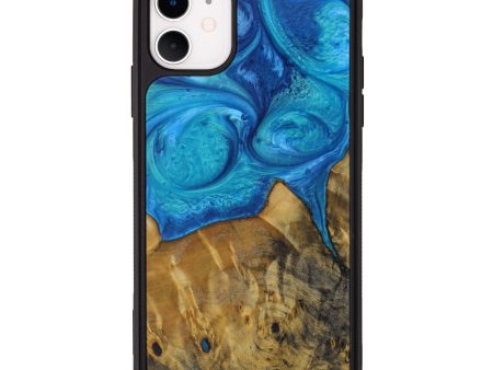 iPhone 11 Wood+Resin Phone Case - Leta (Light Blue, 573943) Online Sale