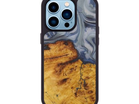 iPhone 14 Pro Wood+Resin Phone Case - Roena (Dark Blue, 580309) Online Sale