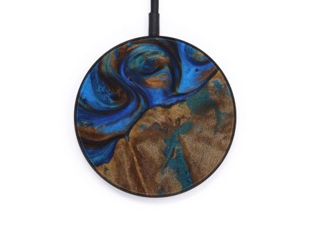 Circle Wood+Resin Wireless Charger - Aletha (Teal & Gold, 570211) For Cheap