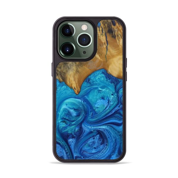 iPhone 13 Pro Wood+Resin Phone Case - Lelar (Light Blue, 573934) Online Hot Sale