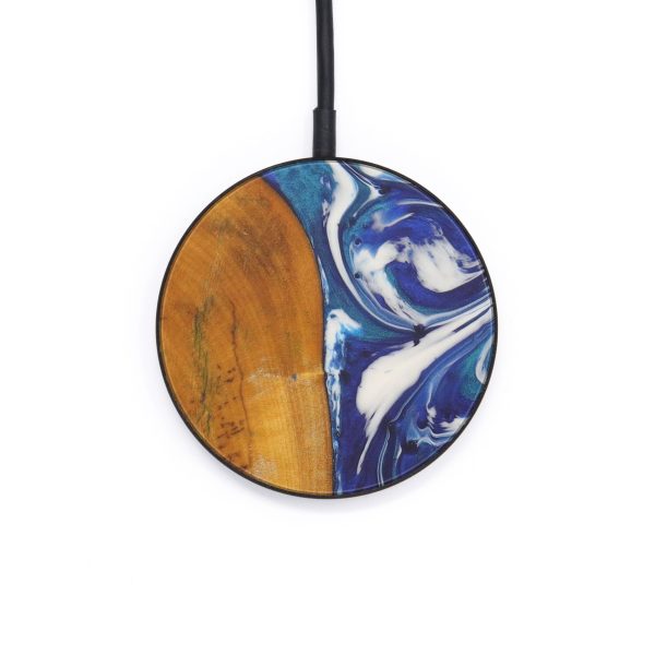 Circle Wood+Resin Wireless Charger - Lexy (Dark Blue, 569941) Online Sale