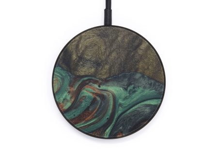 Circle Wood+Resin Wireless Charger - Titus (Dark Green, 569239) on Sale