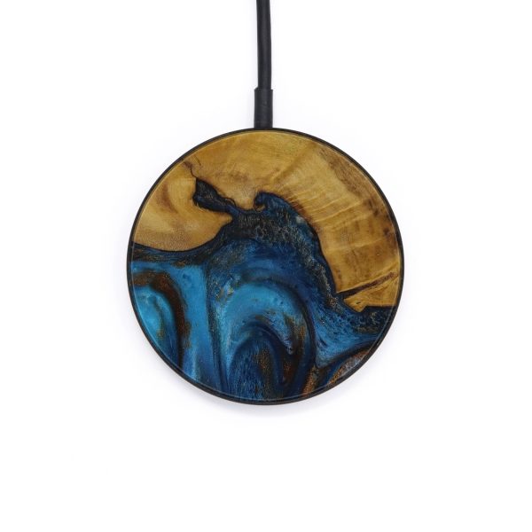 Circle Wood+Resin Wireless Charger - Fairy (Teal & Gold, 570283) For Cheap