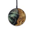 Circle Wood+Resin Wireless Charger - Adeline (Dark Green, 568789) For Sale