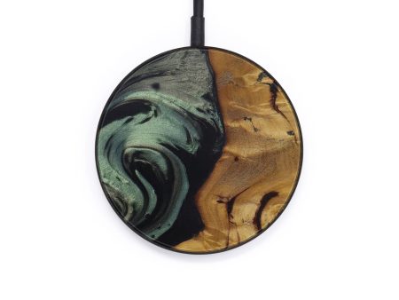 Circle Wood+Resin Wireless Charger - Adeline (Dark Green, 568789) For Sale