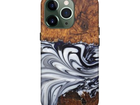 iPhone 13 Pro Wood+Resin Live Edge Phone Case - Chrysa (Black & White, 571455) Discount