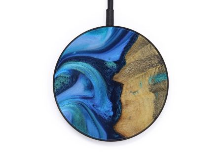 Circle Wood+Resin Wireless Charger - Meghan (Light Blue, 572518) For Sale