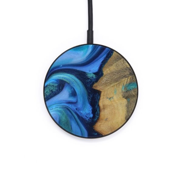 Circle Wood+Resin Wireless Charger - Meghan (Light Blue, 572518) For Sale