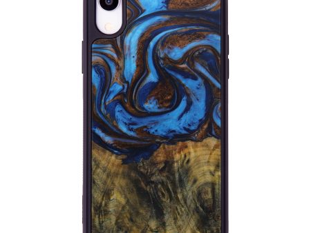 iPhone Xr Wood+Resin Phone Case - Hansford (Teal & Gold, 570271) Cheap