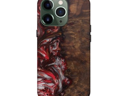 iPhone 13 Pro Wood+Resin Live Edge Phone Case - Baljinder (Dark Red, 569322) For Cheap