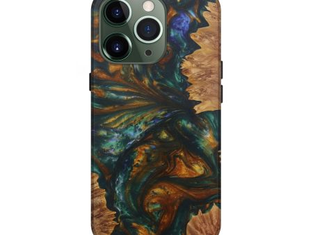 iPhone 13 Pro Wood+Resin Live Edge Phone Case - Ardyth (Dark Green, 567513) Cheap