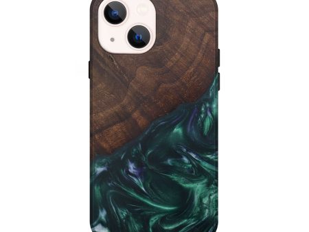 iPhone 13 Wood+Resin Live Edge Phone Case - Nataly (Dark Green, 567975) For Cheap