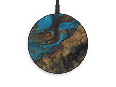 Circle Wood+Resin Wireless Charger - Deforest (Teal & Gold, 570253) For Cheap