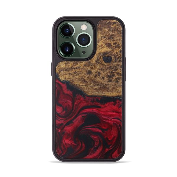 iPhone 13 Pro Wood+Resin Phone Case - Annadiane (Dark Red, 572338) For Sale