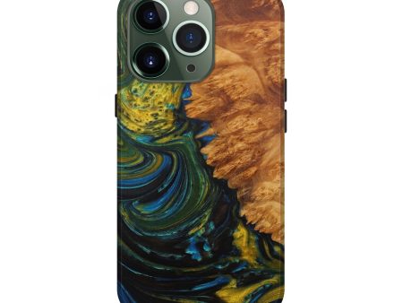 iPhone 13 Pro Wood+Resin Live Edge Phone Case - Adaline (Teal & Gold, 571494) Cheap