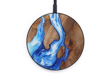 Circle Wood+Resin Wireless Charger - Rosario (Dark Blue, 571399) For Sale