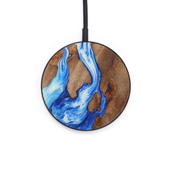 Circle Wood+Resin Wireless Charger - Rosario (Dark Blue, 571399) For Sale